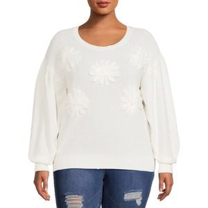 Attitude Unknown Plus Size Floral Pullover Sweater Size 3XL
